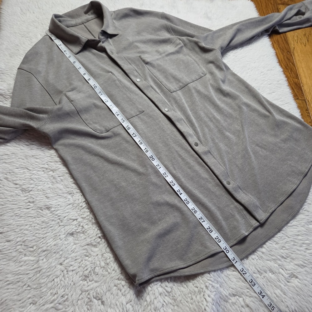 Lululemon Soft Knit Over Shirt Snap Button Up Men's XL Green Long Sleeve LM3CZMS - Picture 5 of 6